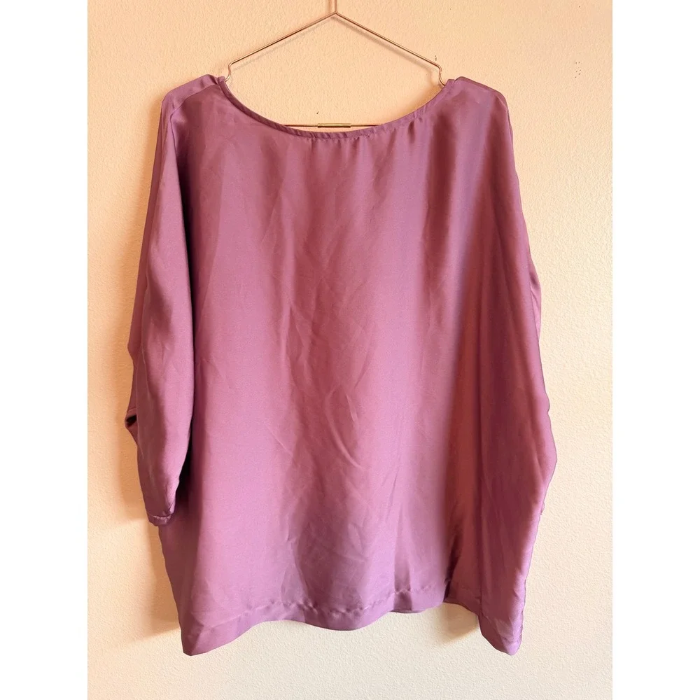 Michael Kors Blouse Womens‎ XL Mauve Purple Dolman Sleeve Keyhole Tie Top
